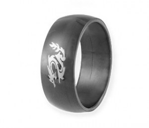 Černý drak-ocelový prsten pro muže