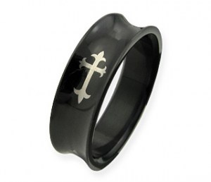 Crusader-černý ocelový prsten