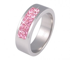 Tribal RSSW01-Rose Rose - ocelový prsten s krystaly
