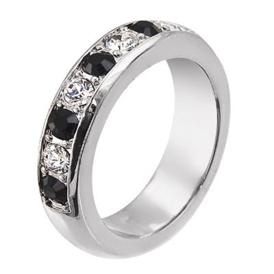 Oliver Weber Soul prsten s čirými a černými krystaly