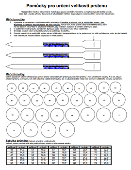 Pomůcky pro určení velikosti prstenu