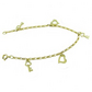 Heart Key Gold náramek s přívěsky srdcí a klíčů