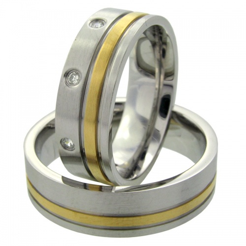 Reno stone  - ocelové snubní prsteny se zirkony