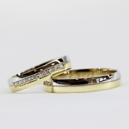 Viola Colour GW - snubní prsteny ze žlutého a bílého zlata