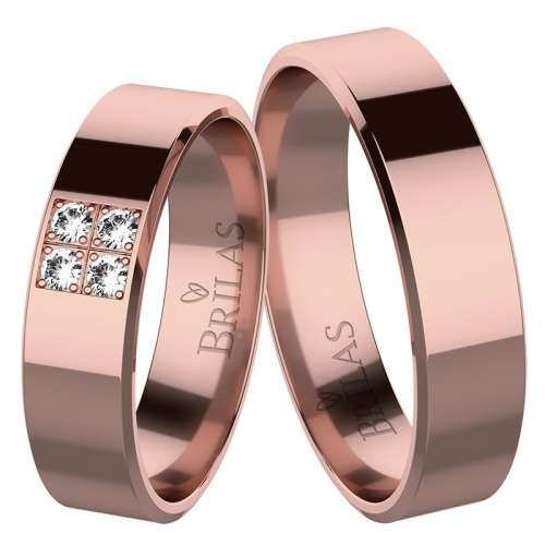 Perla Red Briliant - snubní prsteny z růžového zlata