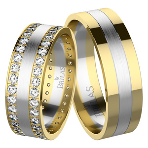Bret Colour GW - snubní prsteny ze žlutého a bílého zlata