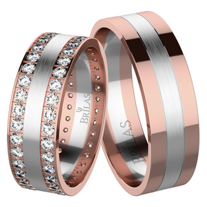 Bret Colour RW - snubní prsteny z červeného a bílého zlata