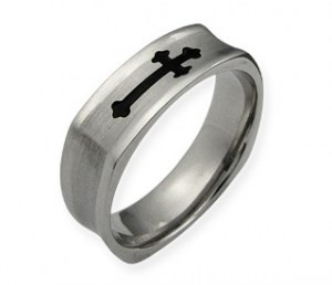 Long Cross - ocelový prsten