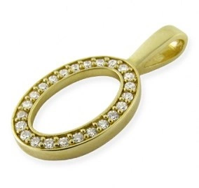 Lotte Gold - zlatý přívěsek oválného tvaru osazený zirkony