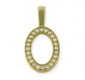 Lotte Gold - zlatý přívěsek oválného tvaru osazený zirkony