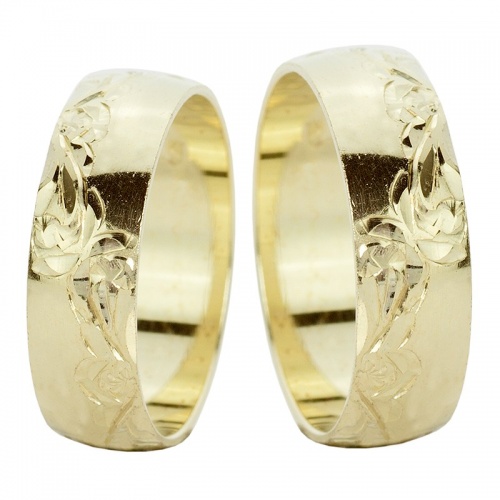Botanica - snubní prsteny ze žlutého zlata