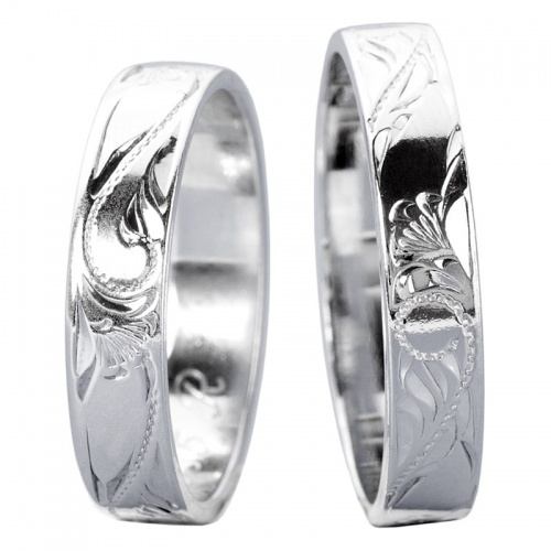 Portos White  - snubní prsteny s abstraktním vzorem 