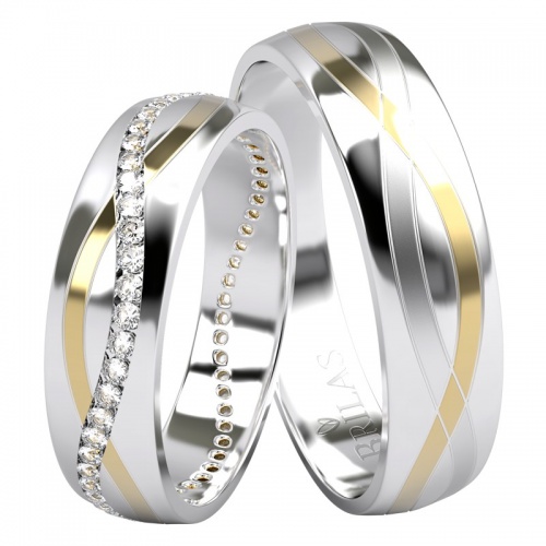 Alia Colour GW - luxusní snubní prsteny z bílého a žlutého zlata