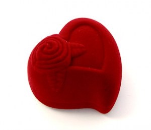 Srdce s růží (na prsten) dárková krabička