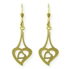 Long Heart Gold II zlaté náušnice s motivem srdce
