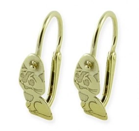 Minnie Gold II zlaté dětské náušnice tvaru kočky