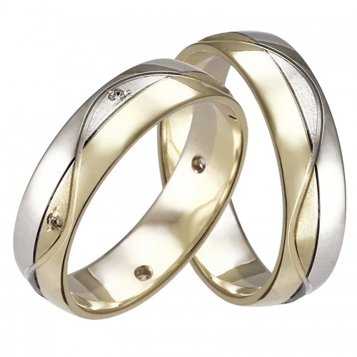 Saturnino Colour GW zlaté zdobené snubní prsteny